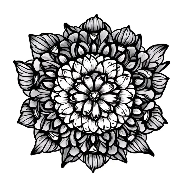 floral pattern incorporating mandala design featuring tattoo design idea
