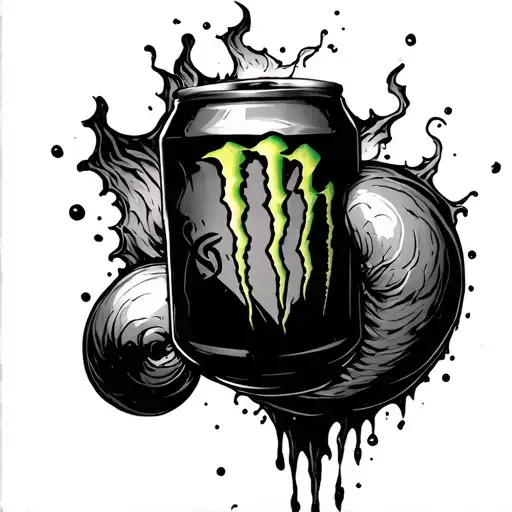 monster energy drink can shaped like a penis. tattoo design idea