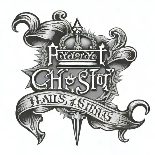 hebrew text Hail Christ The King  tattoo design idea