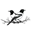 two magpies rough sketch tattoo design idea