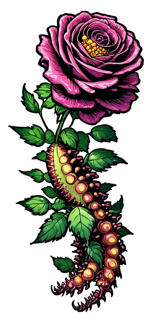 chrysanthem roses venus fly trap tattoo design idea