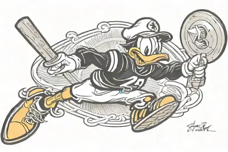 Donald Duck as Pittsburgh steeler tattoo design idea