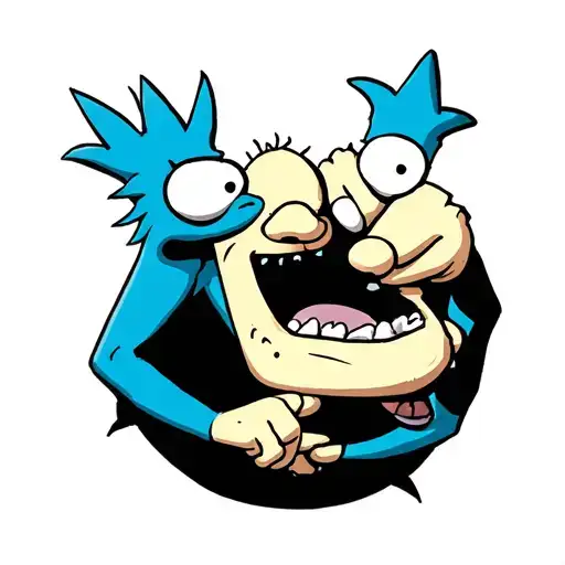 🔹 forearm: omer strangling Bart as a central element (because it is iconic and humorous). Oggy in just panic tattoo design idea