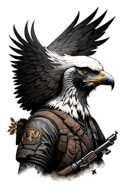 Adler and soldier tattoo design idea