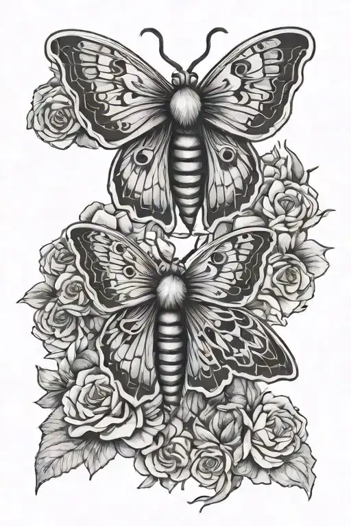 death moth tattoo with dark angel tattoo design idea