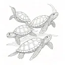 3 turtles swimming upstream tattoo design idea