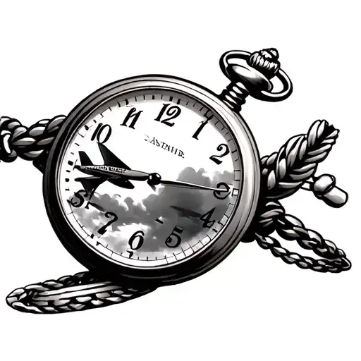 pocket watch with airplane as hour hand tattoo tattoo design idea
