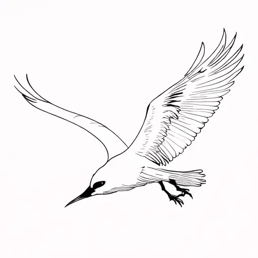 secretary bird flying away tattoo design idea