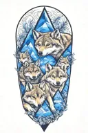 5 wolf pups inside a triangle tattoo design idea