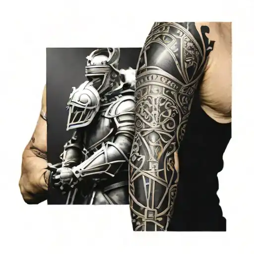 full arm sleeve of Ephesians 6 10-17 and armor knight tattoo design idea
