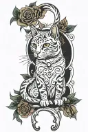 cat memorial piece tattoo design idea