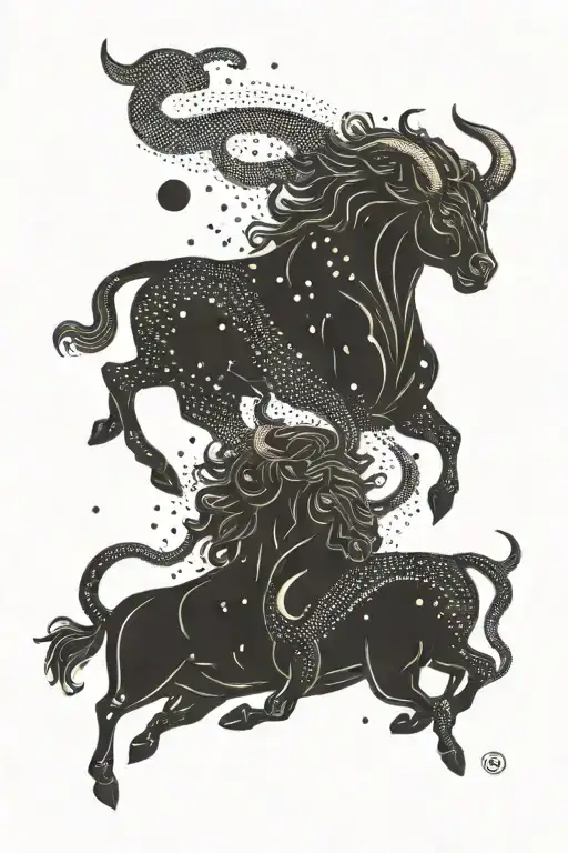 Taurus and Aquarius tattoo design idea