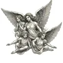 3 angels flying tattoo design idea