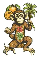 coconut tree monkey tattoo design idea