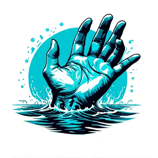 hand reaching up out of water for hell tattoo design idea