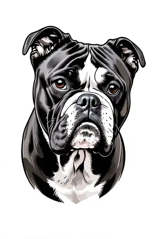 Japanese american Bulldog tattoo design idea