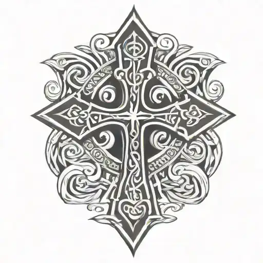 viking Christian cross tattoo design idea