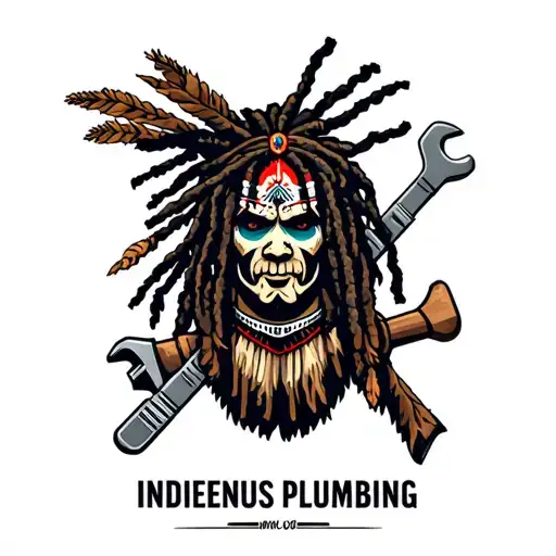 "Indigenous Plumbing " dreadlock painted face Native American plumber holding a wrench tattoo design idea
