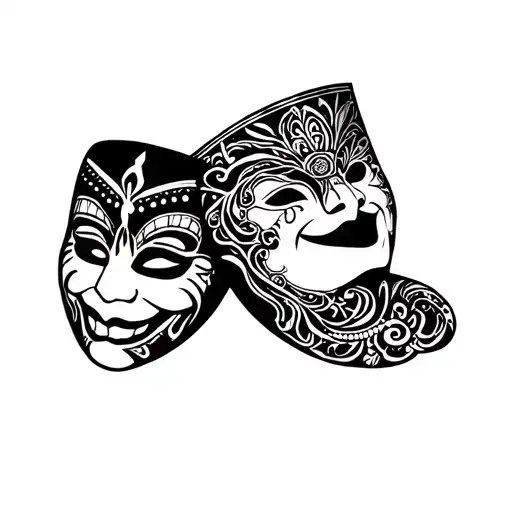 Smile Now Cry Later Masks Chicano Style Tribal Arm tattoo design idea