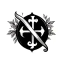 treble cleff with cross tattoo design idea