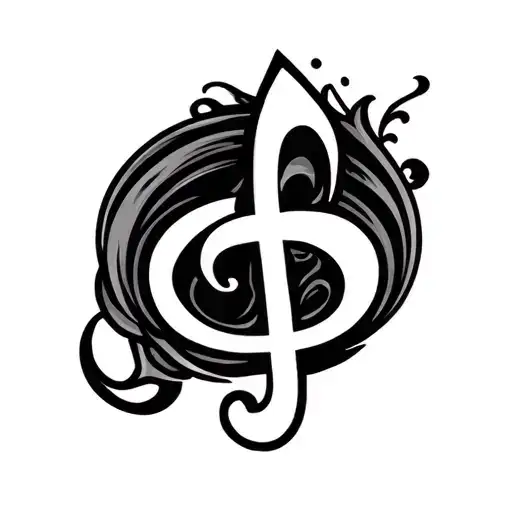 treble cleff with cross tattoo design idea
