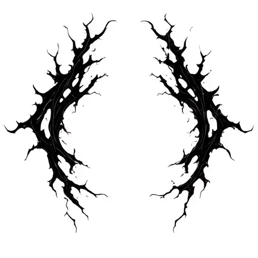 Sharp, abstract lines like tendons or energy cracks. Flowing, aggressive, irregular shape, no shading. tattoo design idea