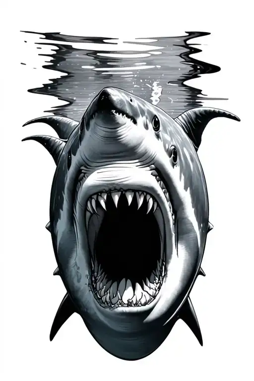 shark swimming tattoo design idea