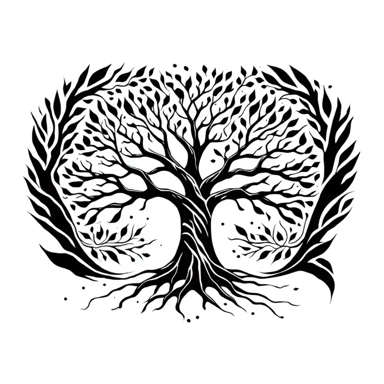 anthropomorphic tree embodying freedom, stability, protection  tattoo design idea
