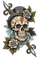 bourbon skull ice tattoo design idea