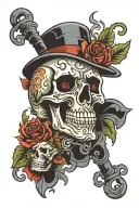 bourbon skull ice tattoo design idea