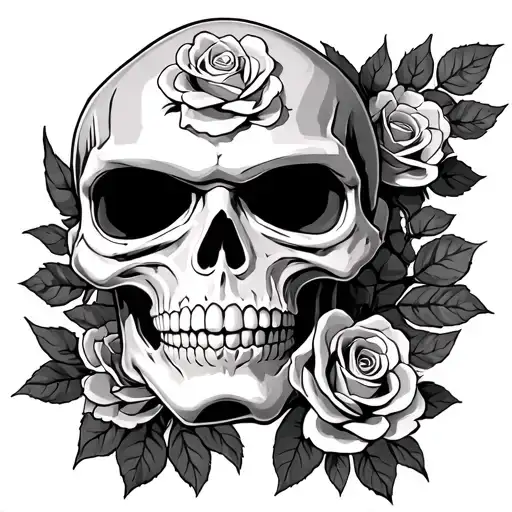 skeletor with roses tattoo design idea