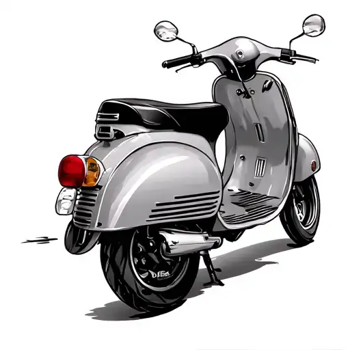 bali vespa scooter side view tattoo design idea
