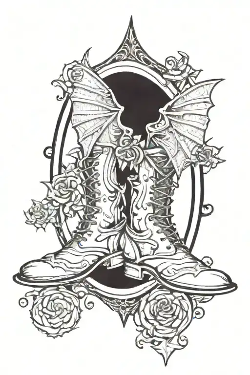 Gothic ankle tattoo with one bat. Style: Gothic. Details: The bat should be depicted in tattoo design idea