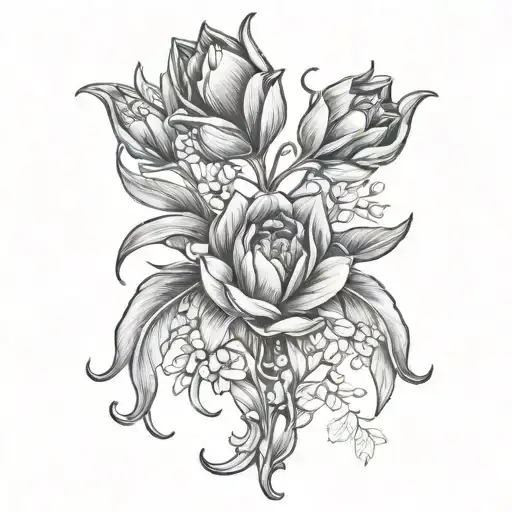 deer antler tulips tattoo design idea