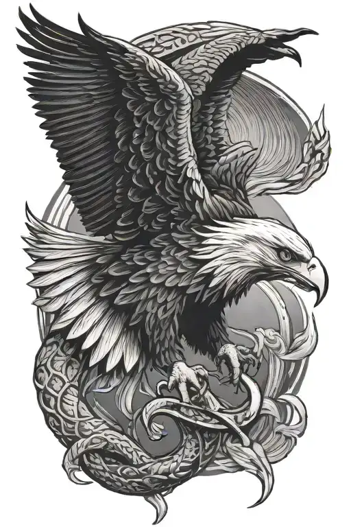 eagle hunting snake tattoo design idea