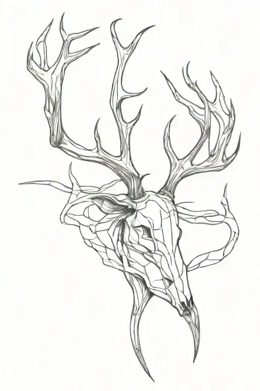deer antler inside of a metal tattoo design idea