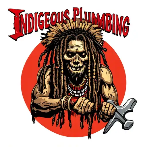 "Indigenous Plumbing " gangsta dread locks Native American holding wrench tattoo design idea