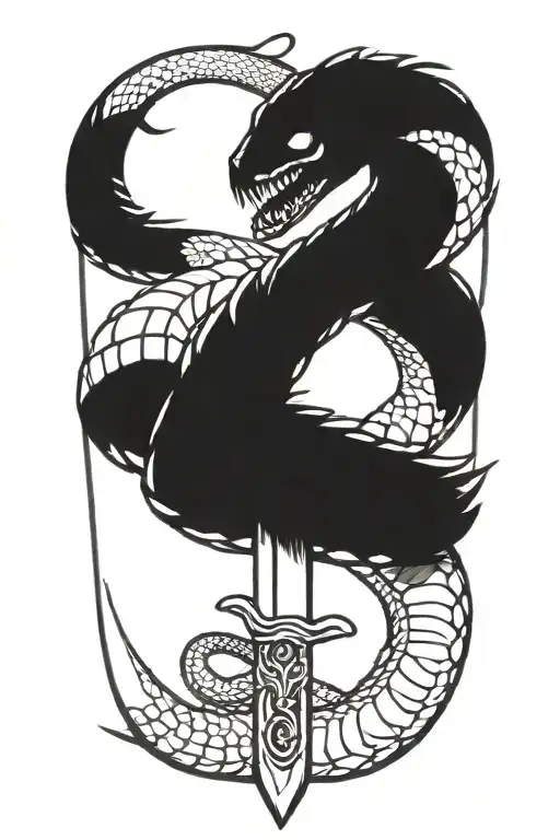 snake sword tattoo design idea
