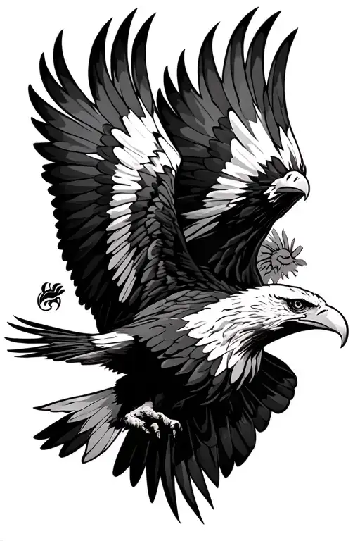 eagles flying tattoo design idea
