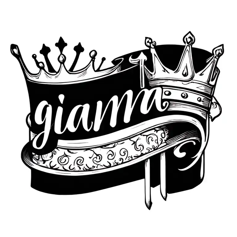 i want a small name tattoo that says "gianna" in cursive with a crown next to it   tattoo design idea