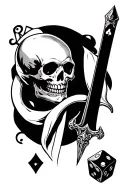 skull dice sword and cards  tattoo design idea
