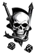 skull dice sword and cards  tattoo design idea