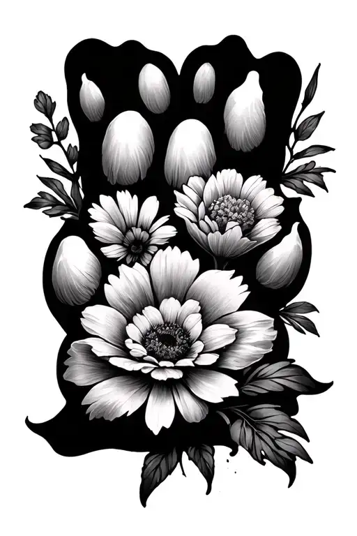 infinity, perfect imperfect, dog paw, birth flowers March August September tattoo design idea
