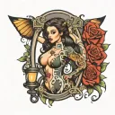 hour glass with big booty girls and gangsters  tattoo design idea
