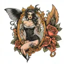 hour glass with big booty girls and gangsters  tattoo design idea