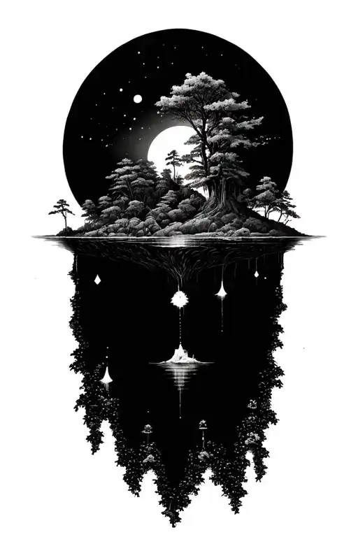 Floating Islands filled tattoo design idea