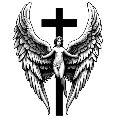 Angel Wings On A Cross tattoo design idea