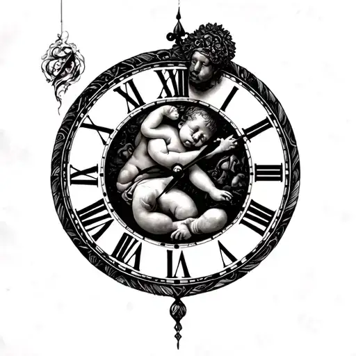 birth clock son born tattoo design idea