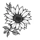 butterfly sunflower vine intertwined tattoo design idea
