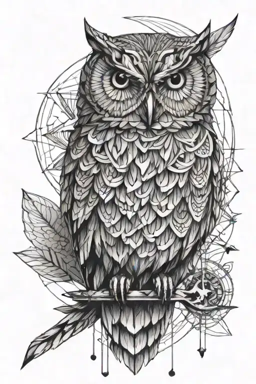 Athena's owl on the back tattoo design idea